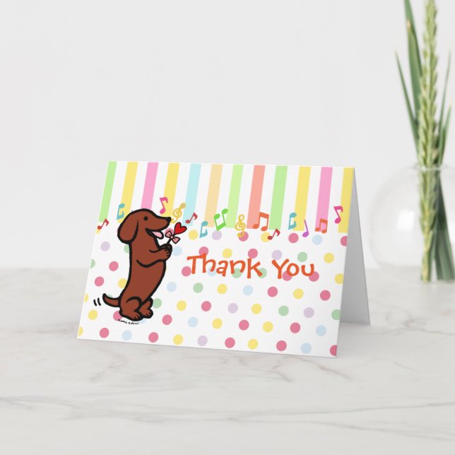 Carte De Remerciements Fleur cardiaque rouge lisse Haired Dachshund (Devant)