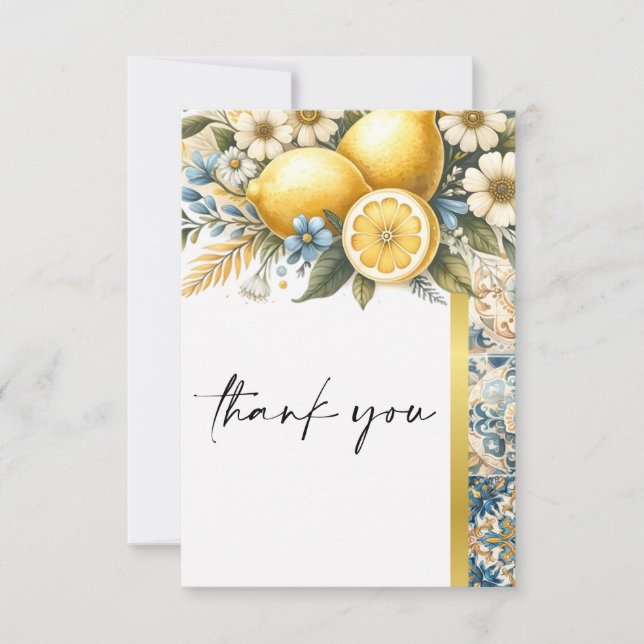 Carte De Remerciements Fleur carrelée méditerranéenne Italien Positano Le (Devant)