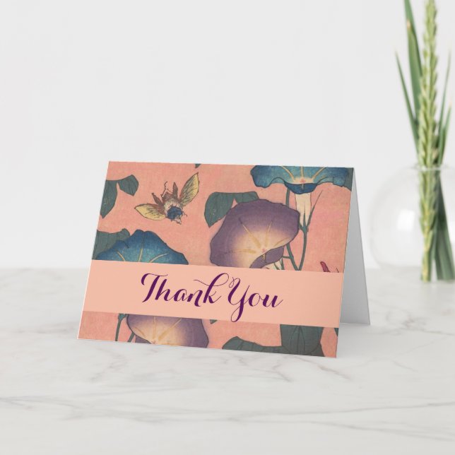 Carte De Remerciements Fleur d'abeille rose classique Hokusai Art (Devant)