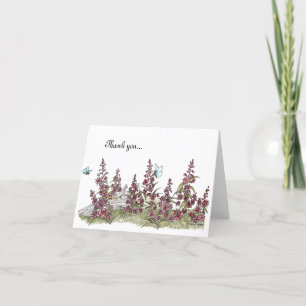 Carte De Remerciements Fleur d'algue de l'Alaska avec aquarelle de papill