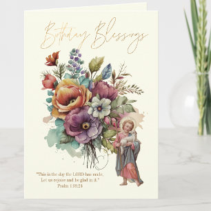 Carte De Remerciements Fleur d'anniversaire Écriture religieuse Jésus 