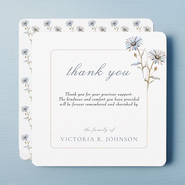 Carte De Remerciements Fleur d'aquarelle Fleur de marguerite Obsèques Rem (Créateur téléchargé)