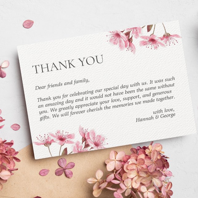 Carte De Remerciements Fleur de cerisier Printemps Mariage japonais Fuji  (Cherry Blossom Thank you Card)