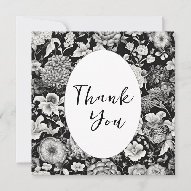 Carte De Remerciements Fleur de minuit : Une florale foncée (Devant)