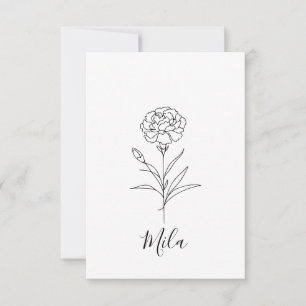 Carte De Remerciements Fleur de naissance de l'oeillet de janvier personn