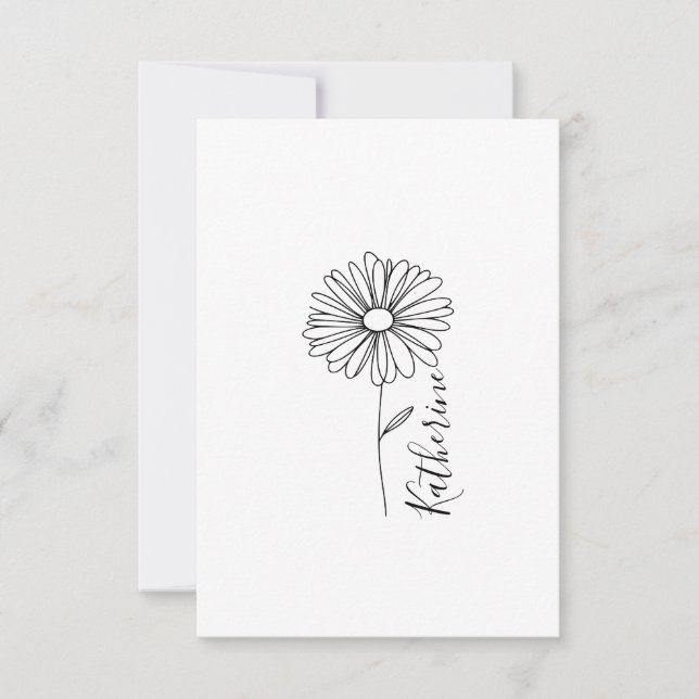Carte De Remerciements Fleur de naissance personnalisée avril marguerite (Devant)