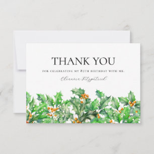 Carte De Remerciements Fleur de naissance personnalisée de houx pour le 8
