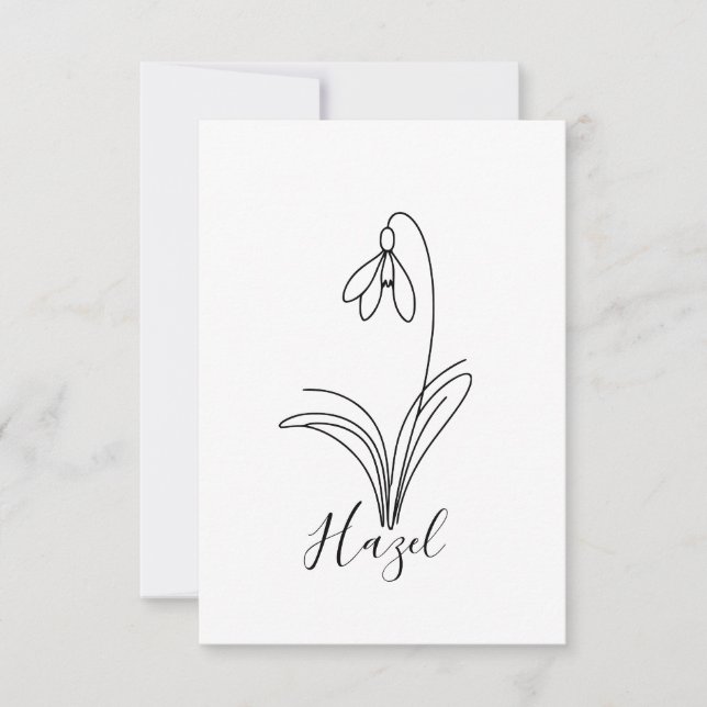Carte De Remerciements Fleur de naissance personnalisée en janvier (Devant)