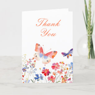 Carte De Remerciements Fleur de papillon d'été Anniversaire