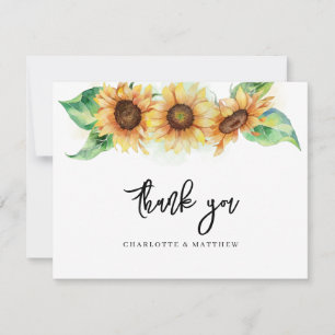 Carte De Remerciements Fleur de Soleil Florale Verdure Fête des mariées é