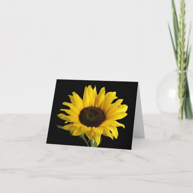 Carte De Remerciements Fleur de Tournesol Jaune Bonjour Amour Penser à vo (Devant)