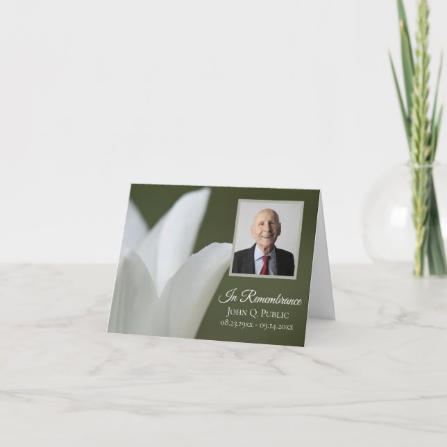 Carte De Remerciements Fleur de tulipe blanche sur le Mémorial funéraire  (Devant)