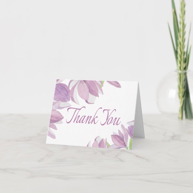 Carte De Remerciements Fleur d'eau aquarelle violet lavande remerciement (Devant)