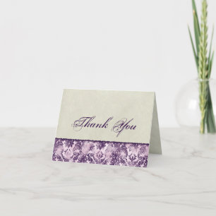 Carte De Remerciements Fleur di Lys Damask Lilac Thank You Notes