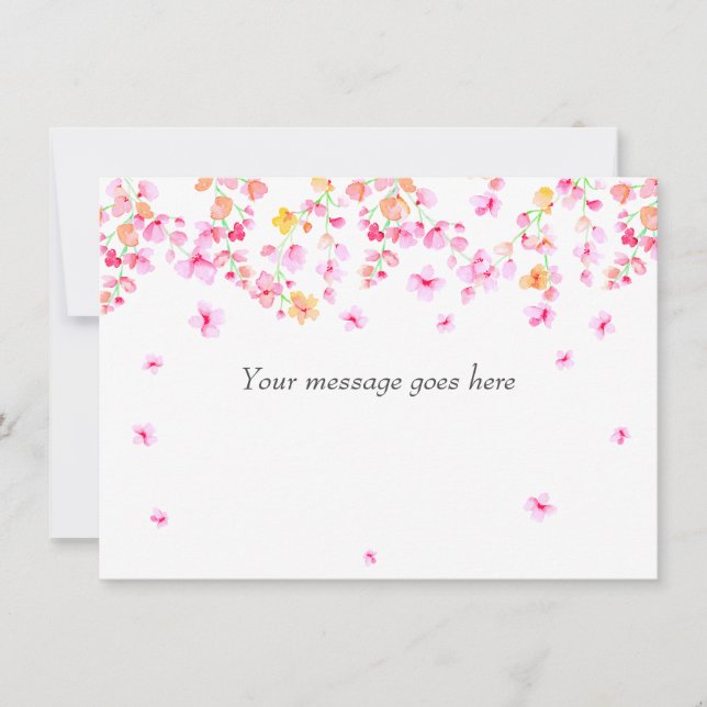 Carte De Remerciements Fleur élégante Votre Message (Devant)