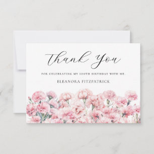 Carte De Remerciements Fleur personnalisée pour le 100e anniversaire de H