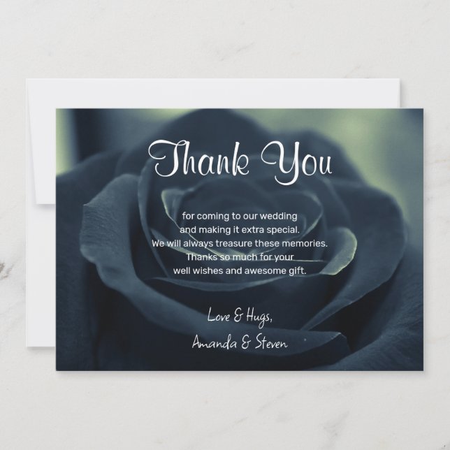 Carte De Remerciements Fleur Rose noir foncé Vibe gothique Mariage (Devant)