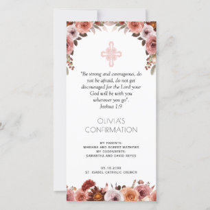 Carte De Remerciements Fleur rose pâle Confirmation Signet Favoriser