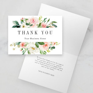Carte De Remerciements Fleur rose pâle élégante remerciement plié pour le