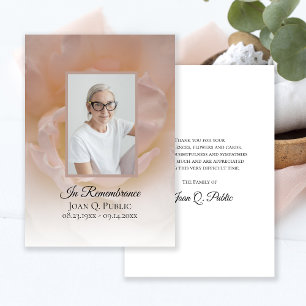 Carte De Remerciements Fleur rose pâle Pétales Sympathie funéraire