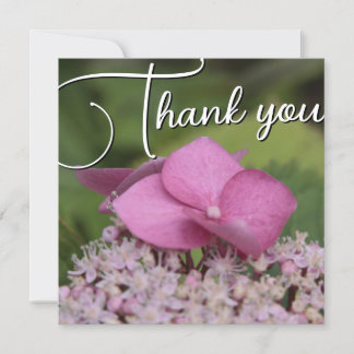 Carte De Remerciements Fleur rose titre fond vert texte personnalisable
