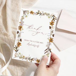 Carte De Remerciements Fleur sauvage automne Fête des mariées élégante