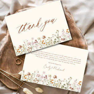 Carte De Remerciements Fleur sauvage Baby in Bloom Baby shower Terracotta