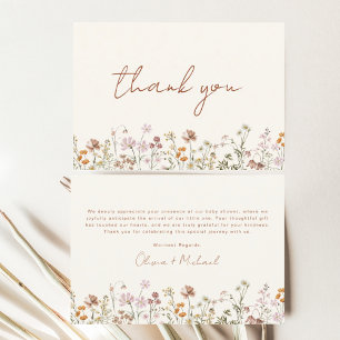 Carte De Remerciements Fleur sauvage Baby in Bloom Baby shower Terracotta