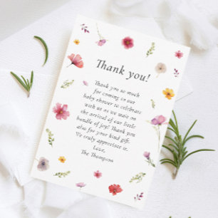 Carte De Remerciements Fleur sauvage bébé dans le Baby shower en fleurs
