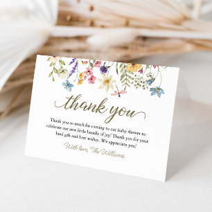 Carte De Remerciements Fleur sauvage bébé dans le Baby shower en fleurs