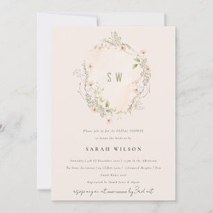 Carte De Remerciements Fleur sauvage Blush Flora Wreath Fête des mariées 