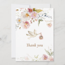 Carte De Remerciements Fleur sauvage Boho Baby shower fille