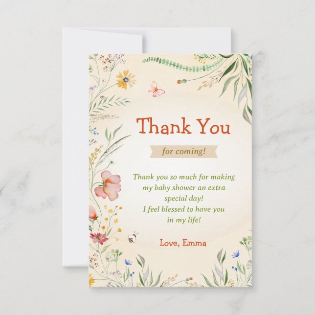 Carte De Remerciements Fleur sauvage Bright Happy Baby shower Sprinkle in (Devant)
