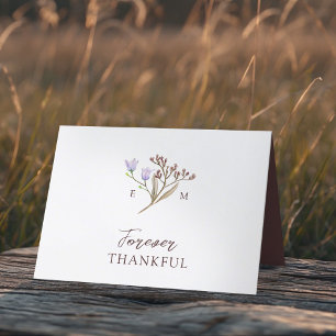 Carte De Remerciements Fleur sauvage brun mariage de automne photo QR cod