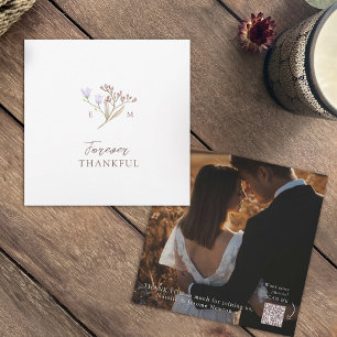 Carte De Remerciements Fleur sauvage brun mariage de automne photo QR cod