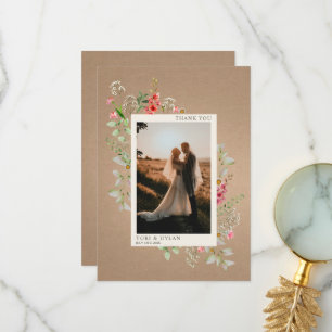 Carte De Remerciements Fleur sauvage Cardstock Boho Mariage botanique Pho