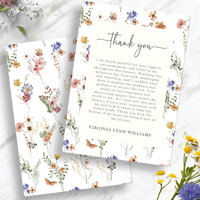Carte De Remerciements Fleur Sauvage Colorée (Colorful Watercolor Wildflower Thank You Card by Painted Paperie
)