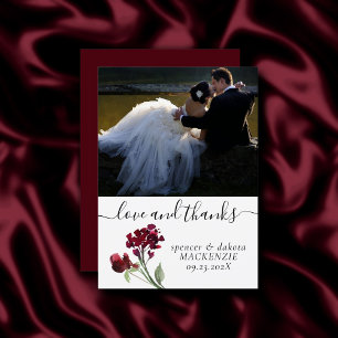 Carte De Remerciements Fleur sauvage   Crimson Red Bohemian Photo Love et