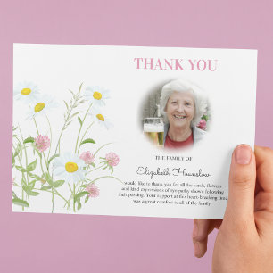 Carte De Remerciements Fleur sauvage Daisy Photo Sympathy Funeral