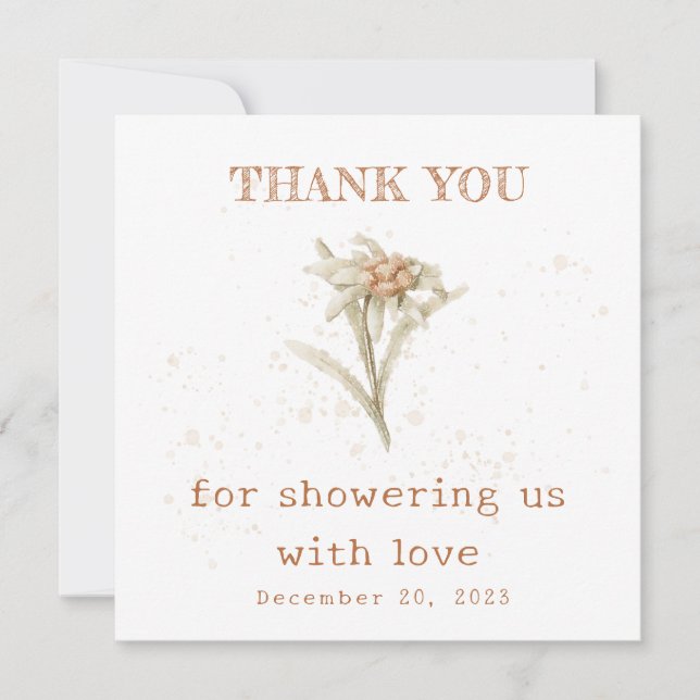 Carte De Remerciements Fleur sauvage d'aquarelle Edelweiss (Devant)