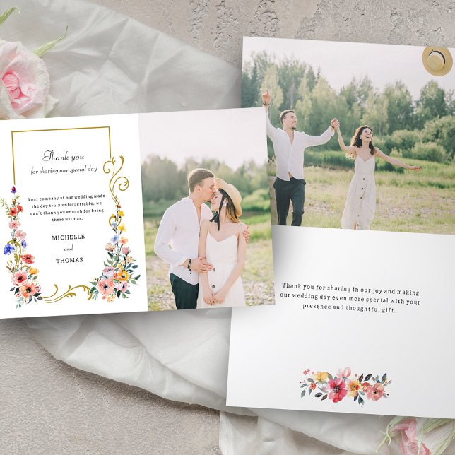 Carte De Remerciements Fleur sauvage d'aquarelle Mariage d'été du printem (Créateur téléchargé)