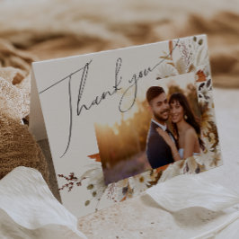 Carte De Remerciements Fleur sauvage d'automne Boho | Photo pliée