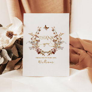 Carte De Remerciements Fleur sauvage d'automne minimaliste Fête des marié