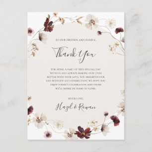 Carte de remerciements Fleur sauvage de cuivre Bou