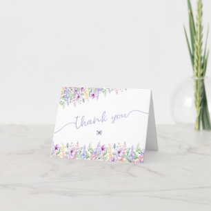 Carte De Remerciements Fleur sauvage de papillon lavande Brunch
