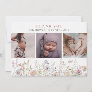 Carte De Remerciements Fleur sauvage de printemps Baby shower de champ 3 