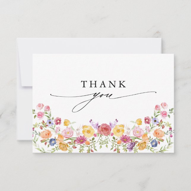 Carte De Remerciements Fleur sauvage de printemps coloré Meadow Garden Ma (Devant)