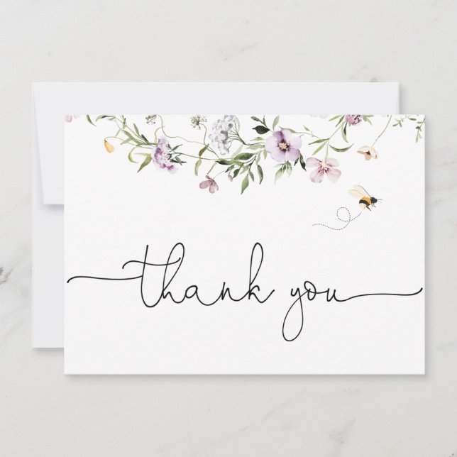 Carte de remerciements Fleur sauvage délicat (Devant)