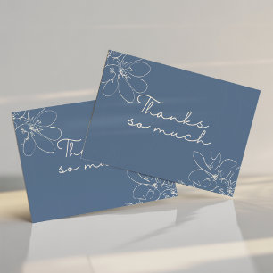 Carte De Remerciements Fleur sauvage dessinée à la main bleu clair "Merci