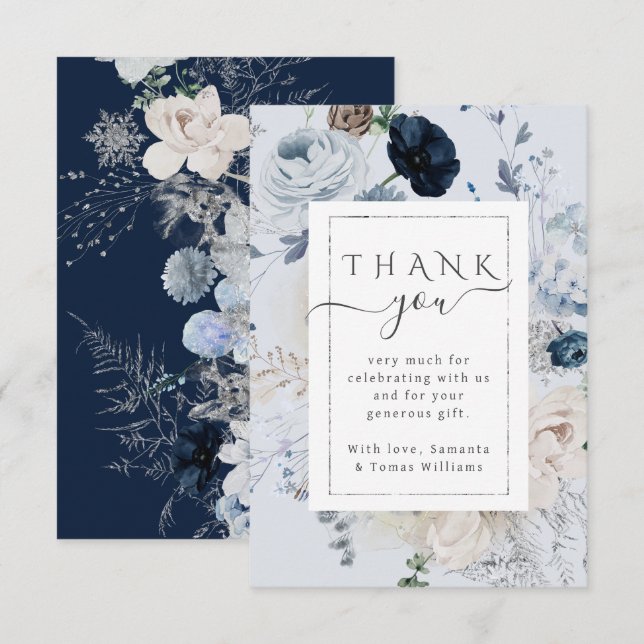 Carte De Remerciements Fleur sauvage d'hiver Elegant Baby shower Boho (Devant / Derrière)